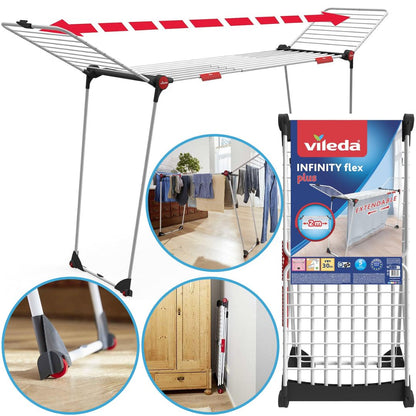 Stendibiancheria con aste telescopiche ed estendibile fino a 2 metri - Vileda Infinity Flex Plus