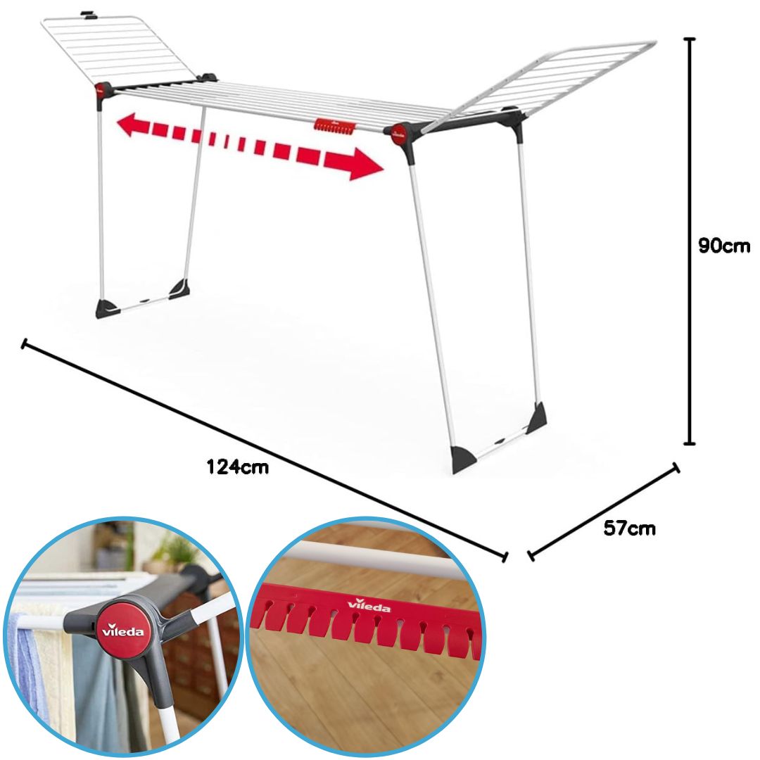Stendibiancheria con aste telescopiche ed estendibile fino a 2 metri - Vileda Infinity Flex Plus