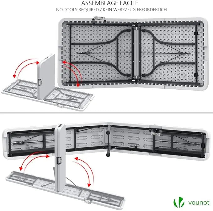 Tavolo pieghevole con 2 panche - 180x75x72cm