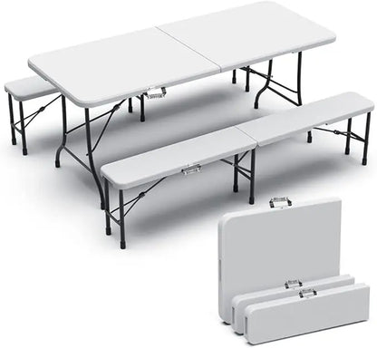 Tavolo pieghevole con 2 panche - 180x75x72cm